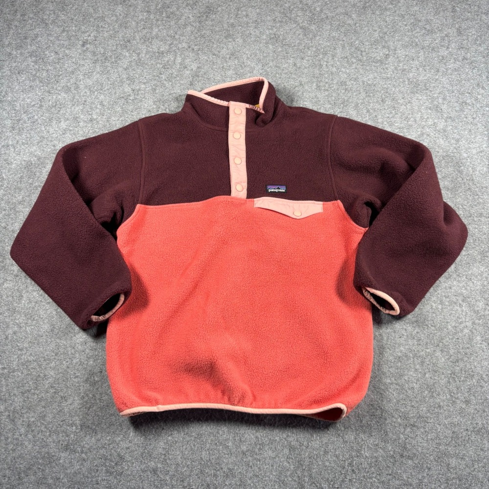 Patagonia Kids Lightwieght Synchilla Snap-T Fleece Pullover Pink Purple Large 12